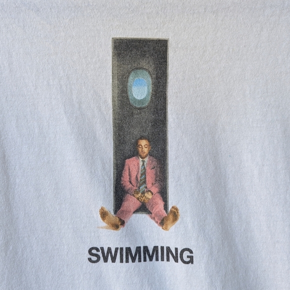 Mac Miller Swimming Graphic Crew Neck T-Shirt Medium White 100% Cotton - Picture 2 of 7